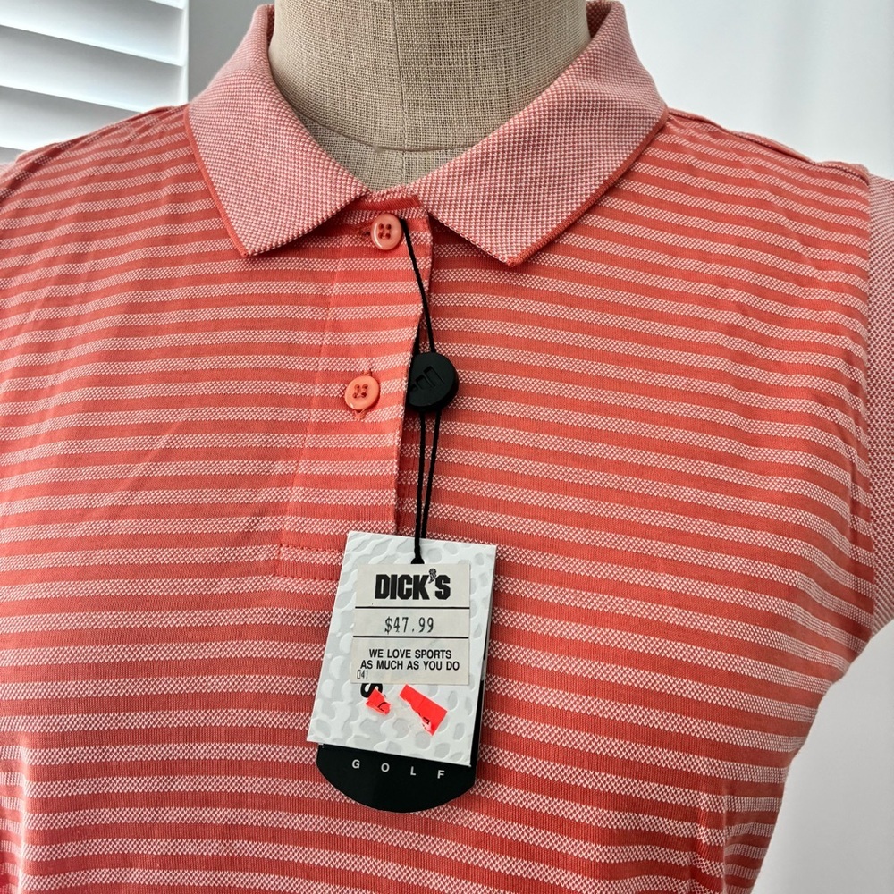 NWT Adidas Women's Striped Sleeveless Pink Golf Top - Picture 2 of 11
